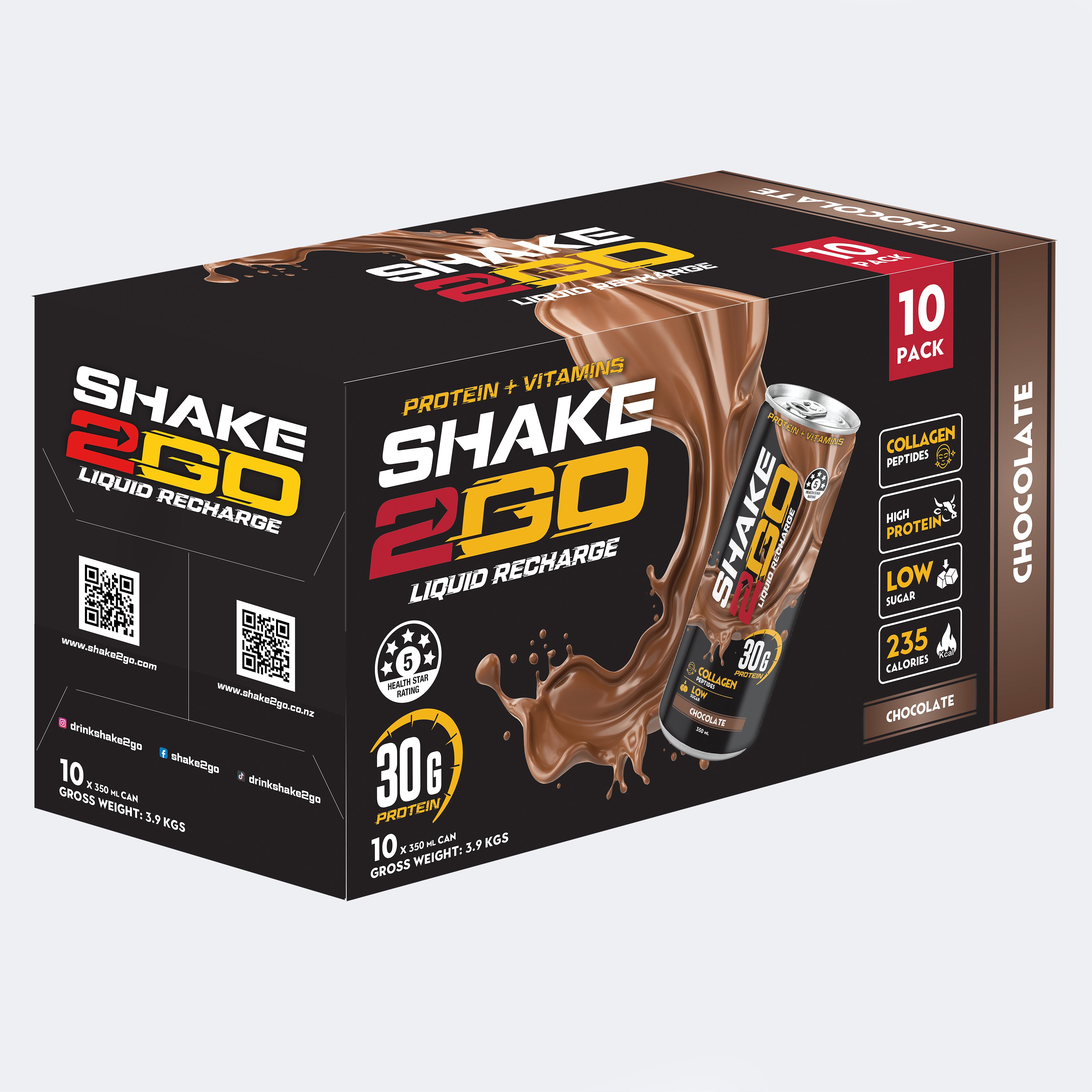 SHAKE2GO Chocolate - 10 Cans